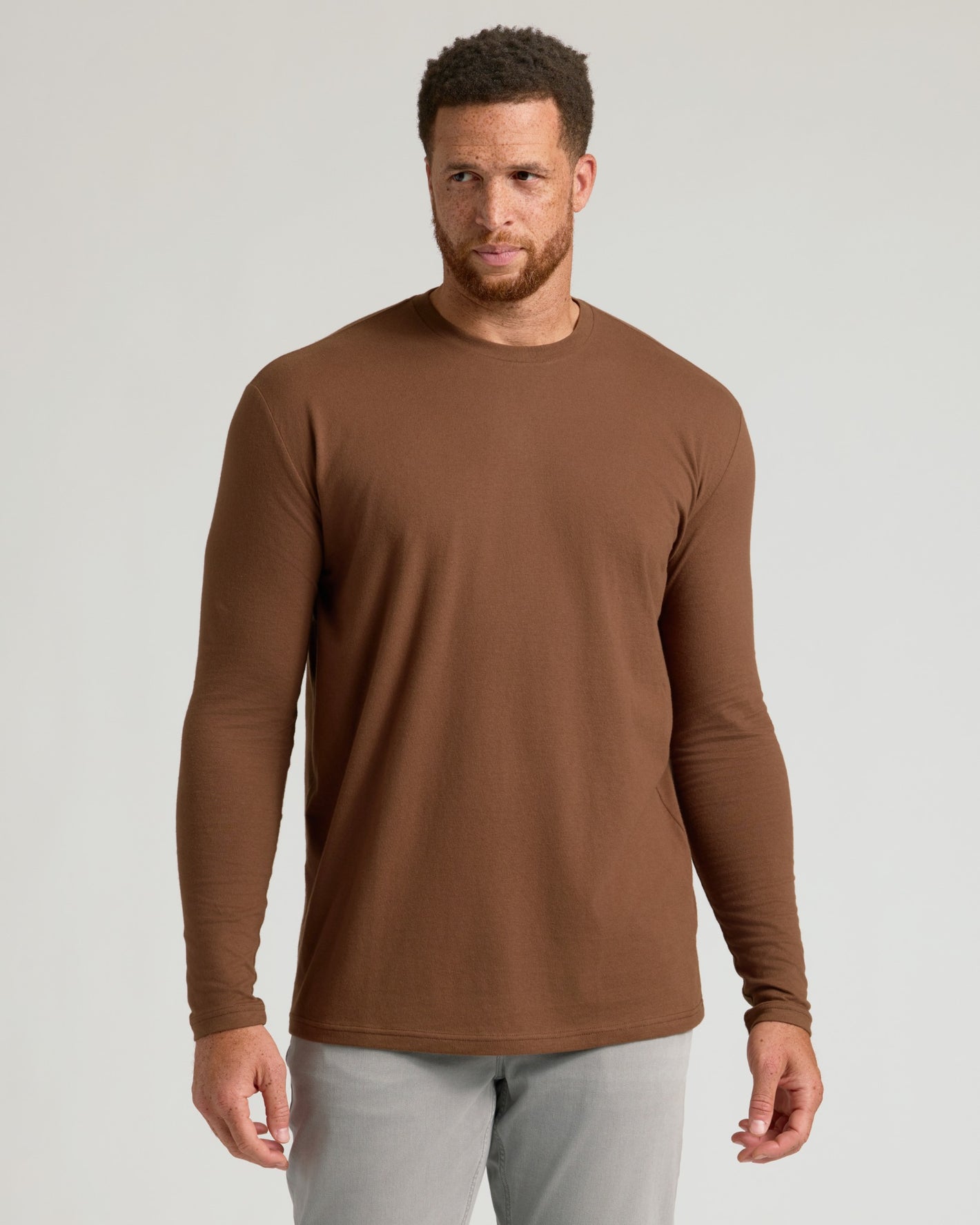 Man wearing Seasonal Tall Classic Long Sleeve Crew shirt.