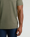 Heather Military Green Tall Short Sleeve Classic V-Neck on model's midsection.