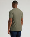 Back view of model in Heather Military Green Tall Short Sleeve Classic V-Neck.