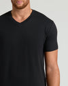 Black Classic Tall V-Neck 10-Pack on a man, highlighting fit.