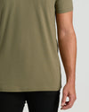 Military Green Tall Short Sleeve Classic V-Neck on freckled arm person.