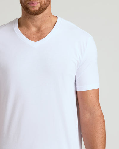 White Short Sleeve Tall Classic V-Neck 3-Pack