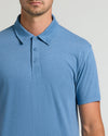 Dark Heather Blue Lake Short Sleeve Tall Polo with three-button placket and collar.