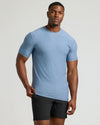 Heather Azul Tall Active Crew Neck 2.0 on male model in studio.