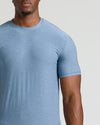 Heather Azul Tall Active Crew Neck 2.0 on man, showcasing fit.