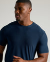 Navy Tall Active Crew Neck 2.0 worn by a young man.