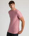 Quartz Rose Tall Active Crew Neck 2.0 on model, showcasing fit.