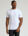 White Tall Active Crew 3-Pack on athletic man, showcasing fitted design.