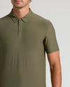 Military Green Short Sleeve Tall Active Polo on male model's torso.