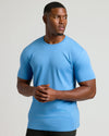 Cerulean Tall Premium Pima Crew Neck modeled against a plain backdrop.