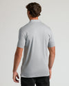 Steel Tall Premium Pima Polo, back view, light-gray, short sleeves, black pants.