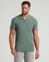 Model wearing Staple Tall Dressy Polo 6-Pack, slim-fit with light gray chinos.