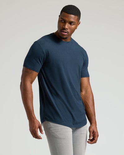 Tall Classic Curved Hem Crew Neck - Navy