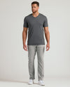 Carbon & Navy Tall Premium Pima V-Neck T-shirt on male model.