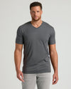 Tall Premium Pima V-Neck 4-Pack on man with relaxed arms.