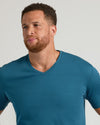 Lagoon Tall Premium Pima V-Neck worn by a man with a beard.