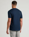 Back view of Navy Tall Premium Pima V-Neck on a man.
