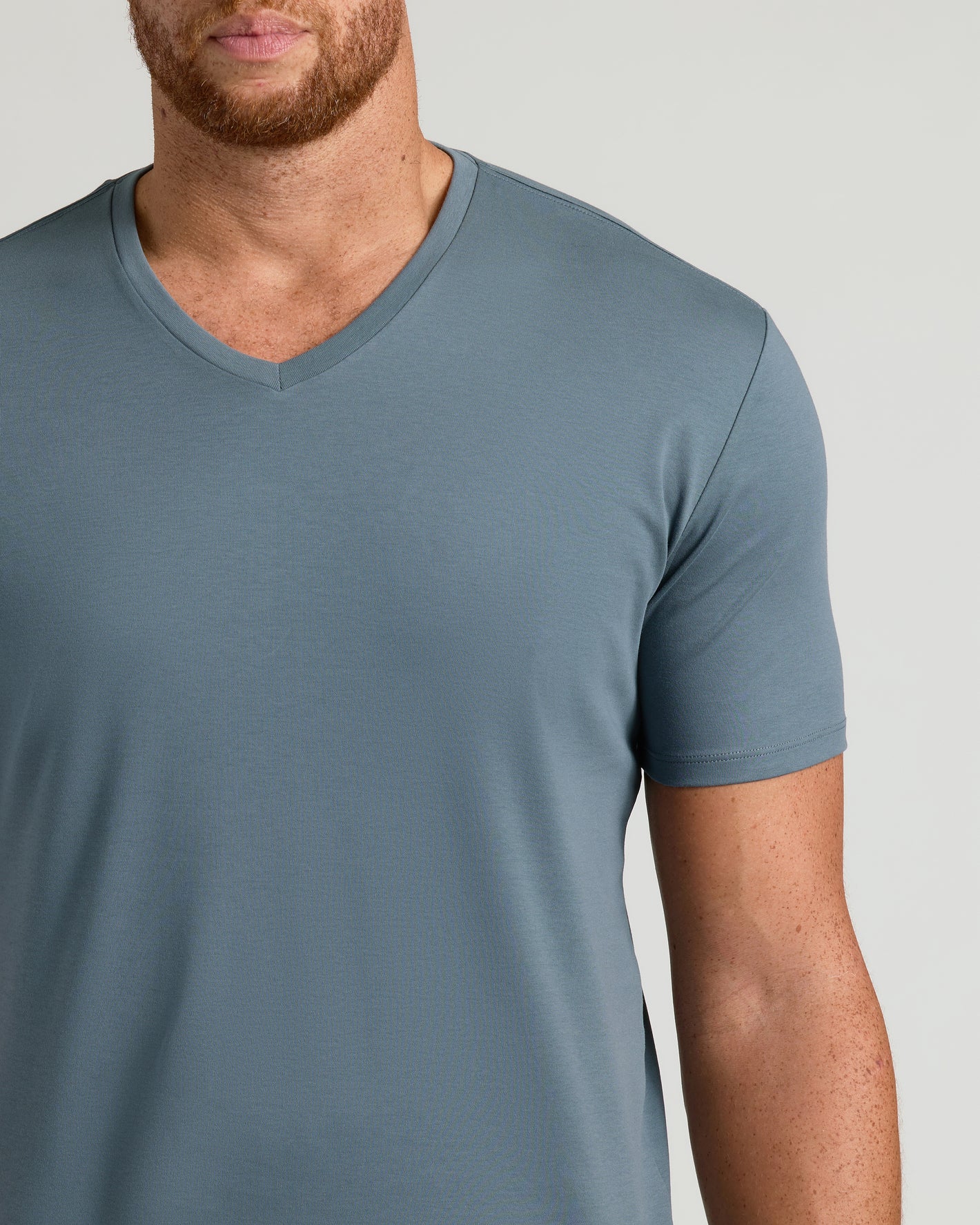 Tempest Tall Pima V Neck on a man, showcasing tailored fit.