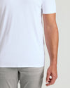 White Tall Premium Pima V-Neck on model's midsection, showcasing tailored fit.