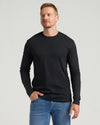Man wearing All Black Tall Premium Pima Long Sleeve Crew.