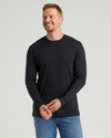 Man wearing All Black Tall Premium Pima Long Sleeve Crew.