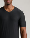 Man wearing Black Tall Active V-Neck shirt.