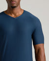 Navy Tall Active V-Neck on model, showcasing tailored athletic fit.