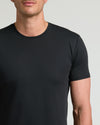Black Tall Premium Pima Crew Curved Hem on a man's upper body.