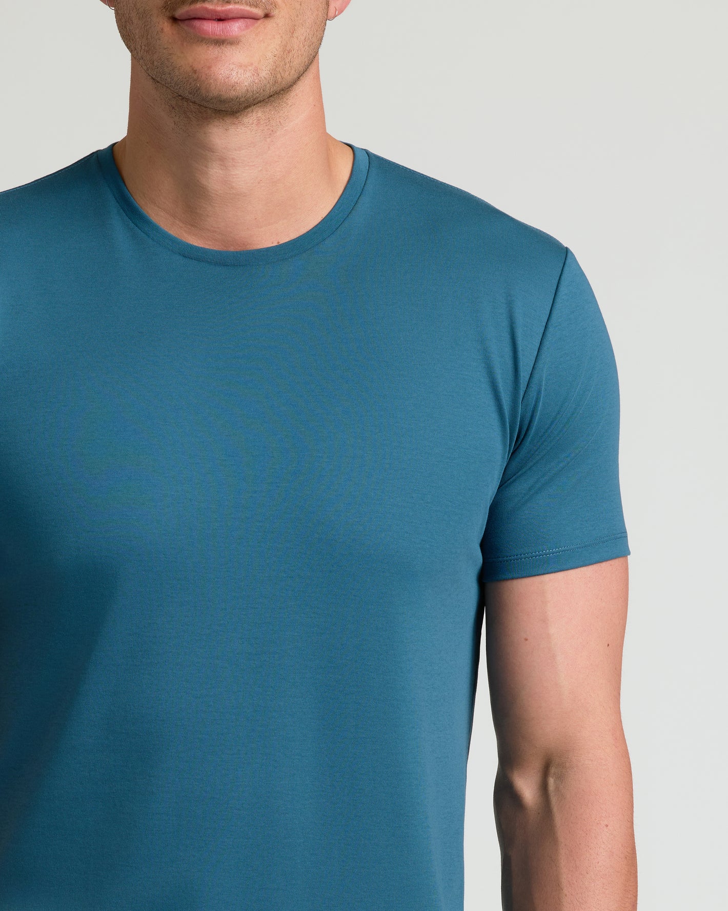 Lagoon Tall Premium Pima Crew Curved Hem tee on a model's torso.