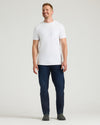 White Tall Heavyweight Pocket Crew worn by a smiling man.