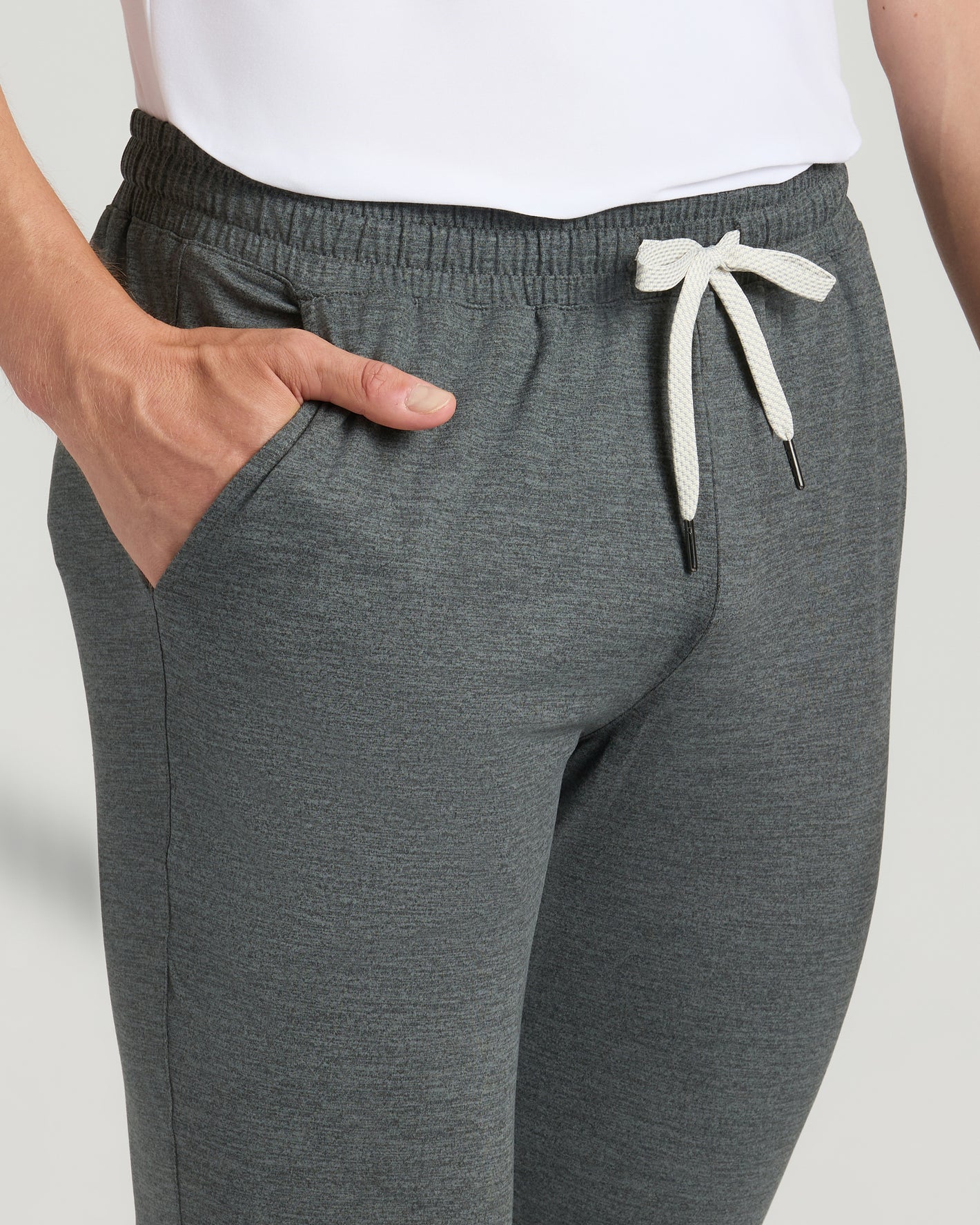 Charcoal Heather Gray Tall Active Joggers with elastic waistband and drawstring.