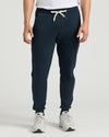 Navy Tall Fleece French Terry Joggers with white drawstring and ribbed cuffs.