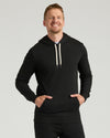 Black Tall Fleece French Terry Pullover Hoodie with contrasting drawstrings.