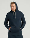 Model in Navy Tall Fleece Pullover Hoodie from 2-Pack.