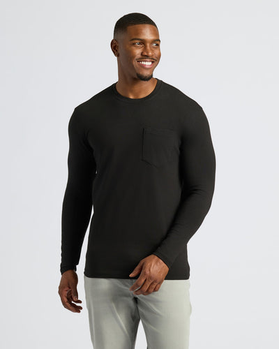 Black Tall Heavyweight Long Sleeve Pocket Crew 2-Pack