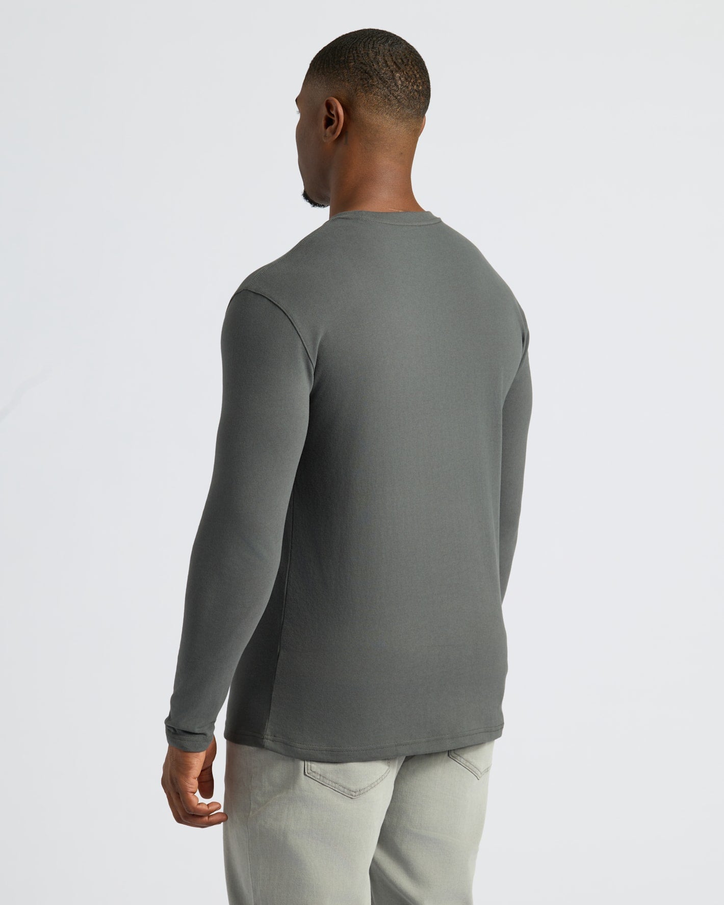 Staple Tall Heavyweight Long Sleeve Pocket Crew 4-Pack, rear view.