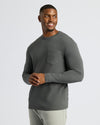 Man wearing Carbon Tall Heavyweight Long Sleeve Pocket Crew.