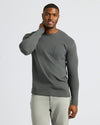 Man wearing Carbon Tall Heavyweight Long Sleeve Pocket Crew.