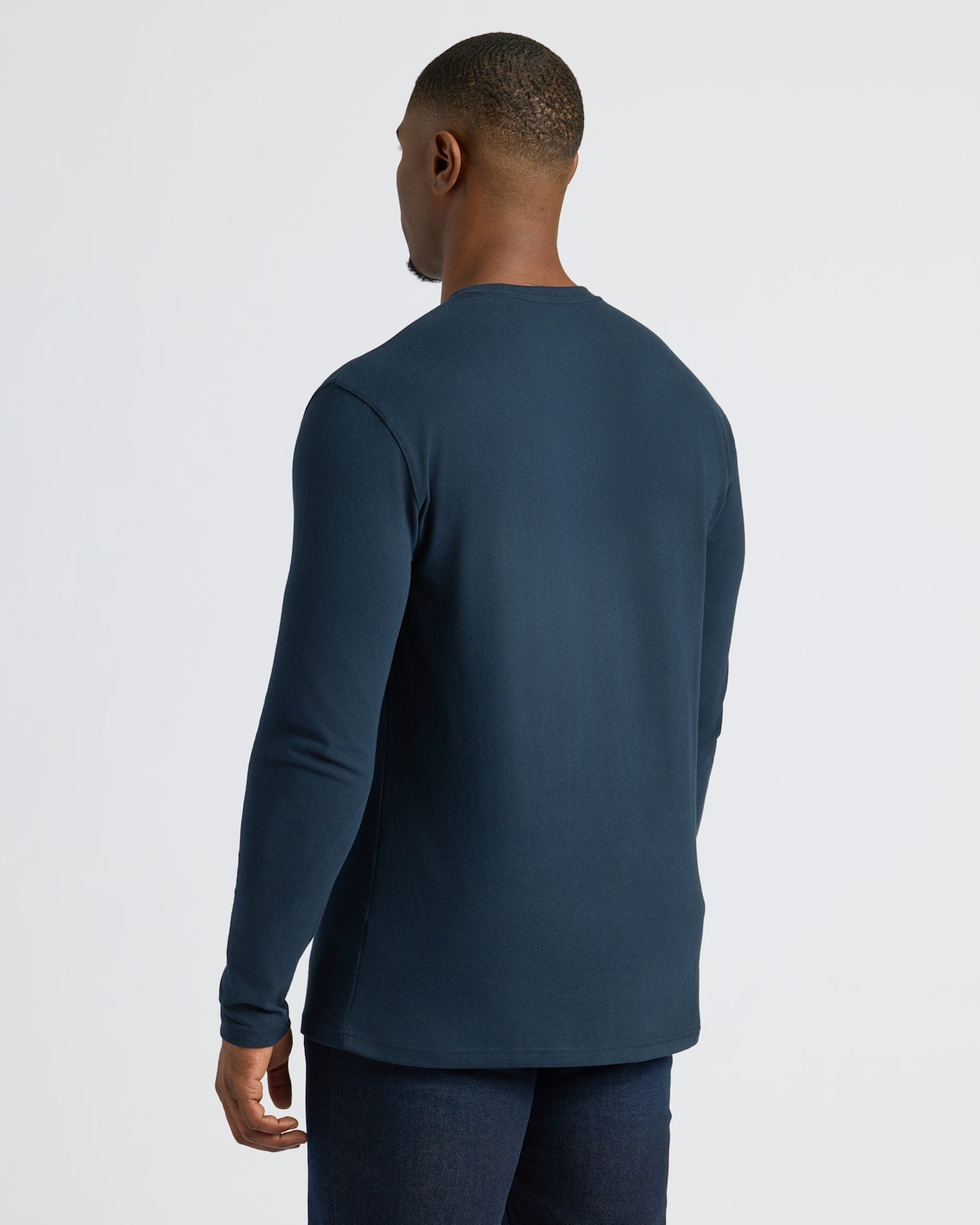 Navy Tall Heavyweight Long Sleeve Pocket Crew | Navy Tall