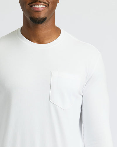 White Tall Heavyweight Long Sleeve Pocket Crew 4-Pack