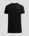 Black t-shirt on a light gray background