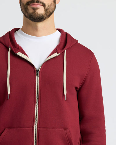 Fleece Full Zip Hoodie - Dark Maroon