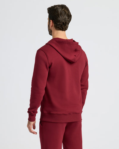 Fleece Full Zip Hoodie - Dark Maroon