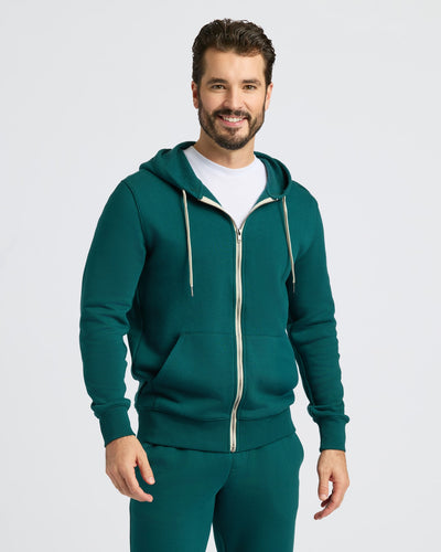 Fleece Full Zip Hoodie - Deep Emerald