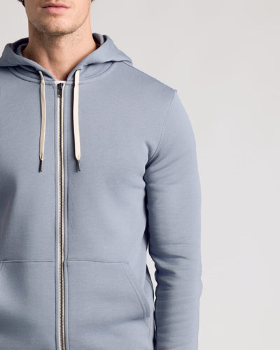 Fleece Full Zip Hoodie - Dusty Blue