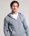 Dusty Blue Full Zip Fleece Hoodie worn by a young man.