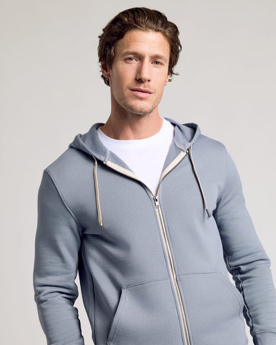 Fleece Full Zip Hoodie - Dusty Blue