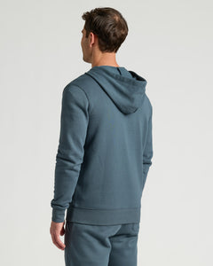 True ClassicMan wearing Neptune Fleece French Terry Pullover Hoodie from behind.