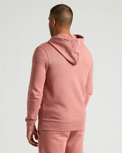 True ClassicPerson wearing Rose Fleece French Terry Pullover Hoodie from behind.