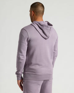 True ClassicRear view of Thistle Fleece French Terry Pullover Hoodie on person.